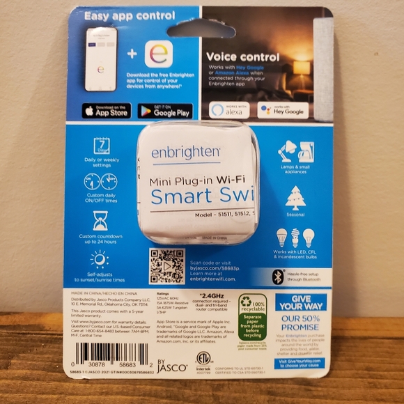 Enbrighten Mini Plug-in Wi-Fi Smart Switch - White - Picture 2 of 9